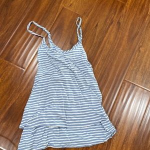 Blue and White striped tank top, cross straps